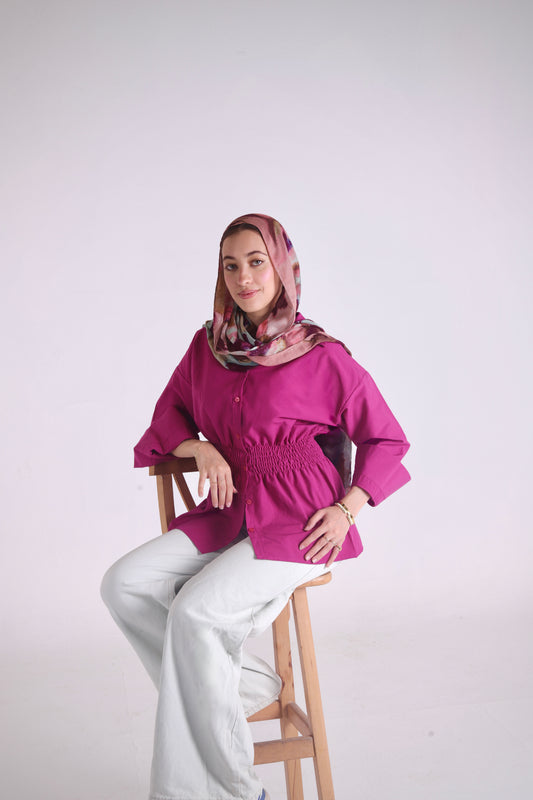 Diara Shirt in Magenta Velvet