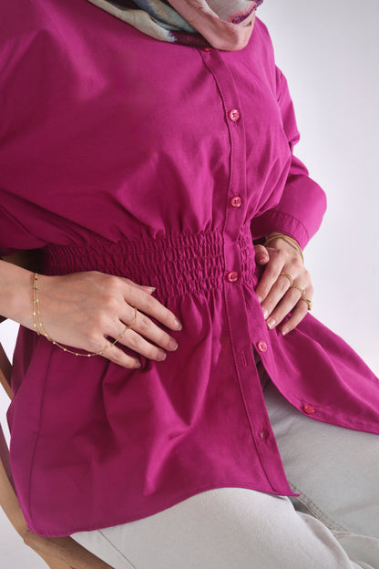Diara Shirt in Magenta Velvet
