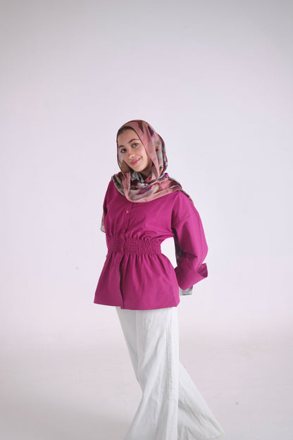 Diara Shirt in Magenta Velvet