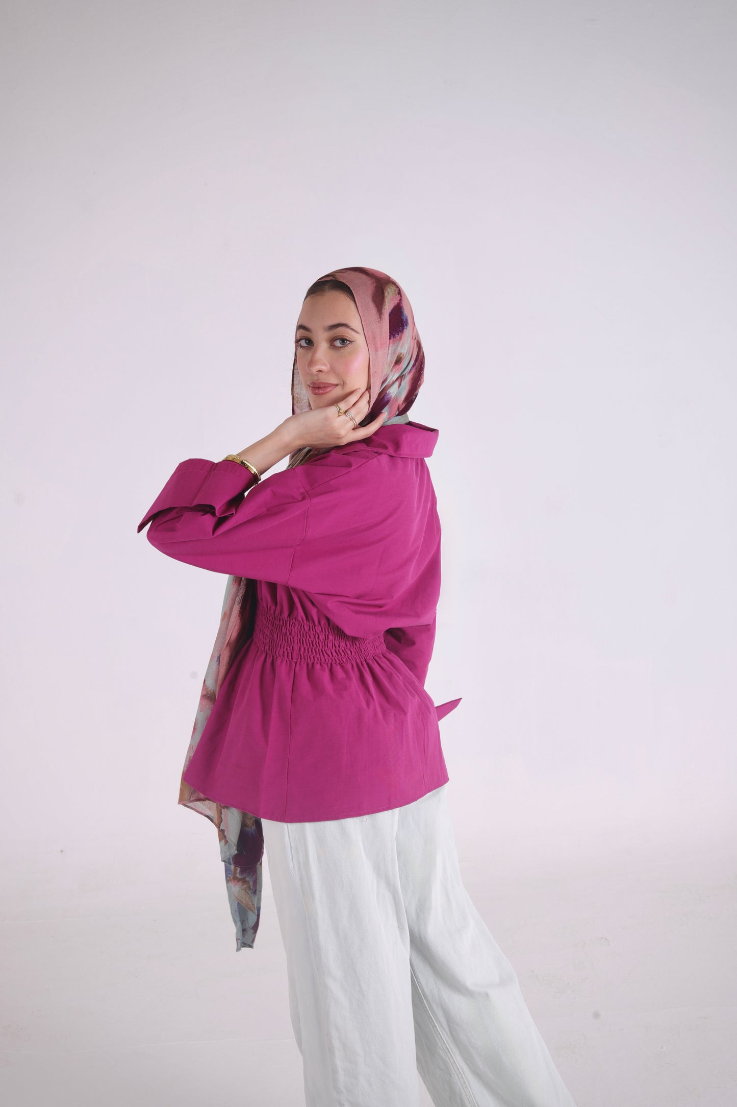 Diara Shirt in Magenta Velvet