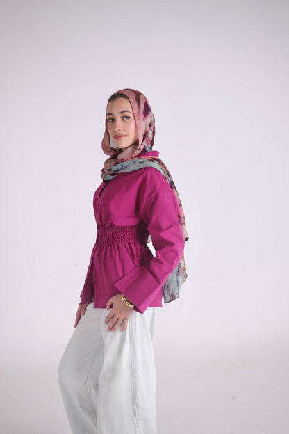 Diara Shirt in Magenta Velvet