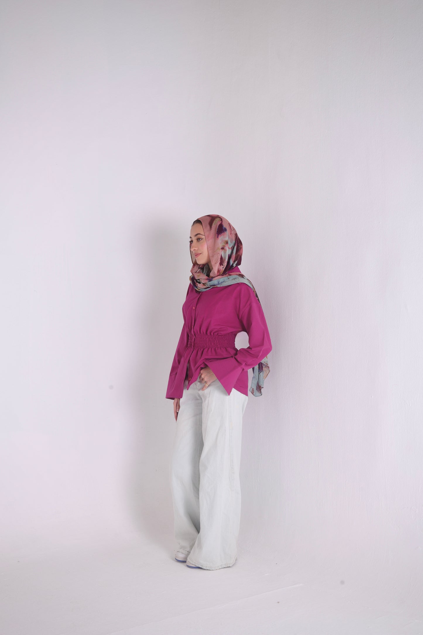 Diara Shirt in Magenta Velvet