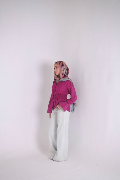 Diara Shirt in Magenta Velvet