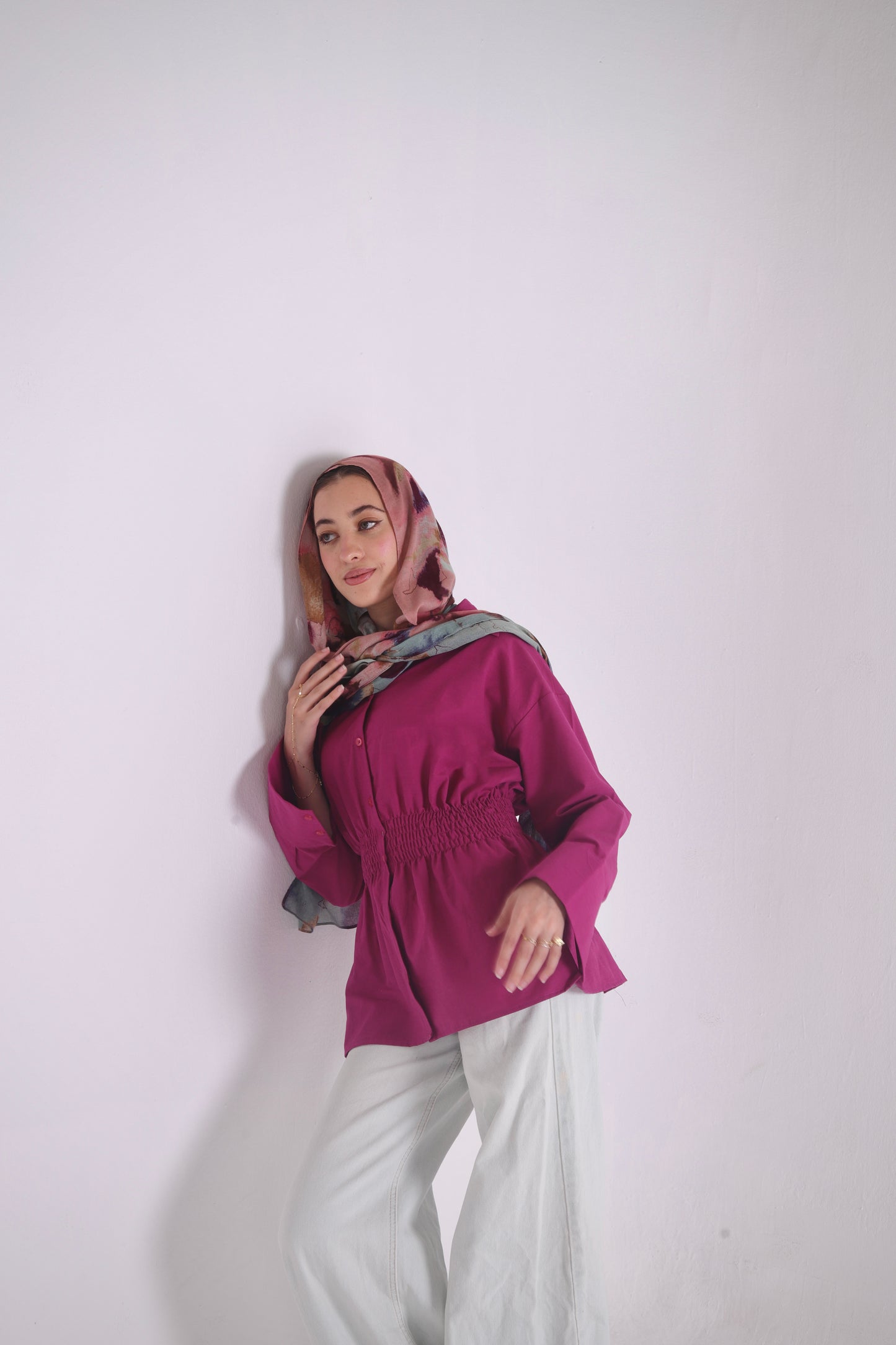 Diara Shirt in Magenta Velvet