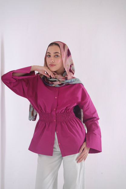 Diara Shirt in Magenta Velvet