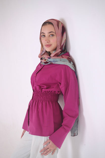 Diara Shirt in Magenta Velvet