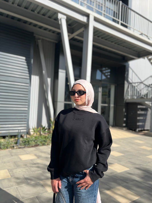 Cropped Grey Wool Jacket + Black Crewneck Bundle