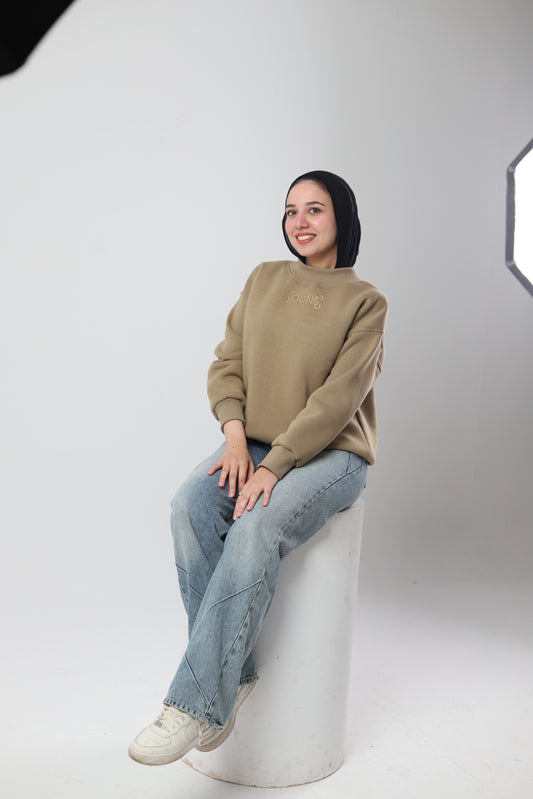 Double Beige Crewneck